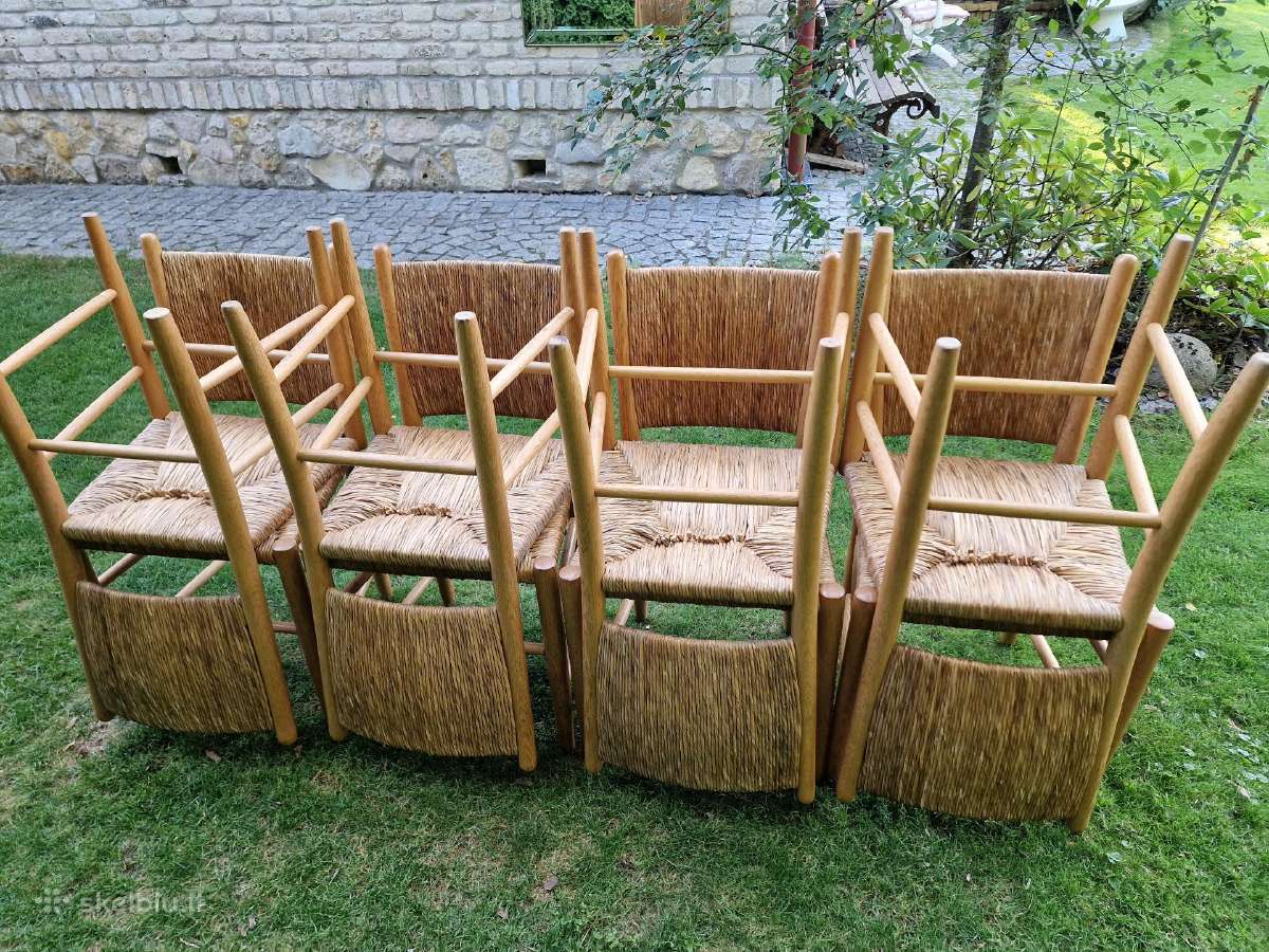 Vintažinės mid century tiko ir pintų meldų kėdės - nuotraukos Nr. 21
