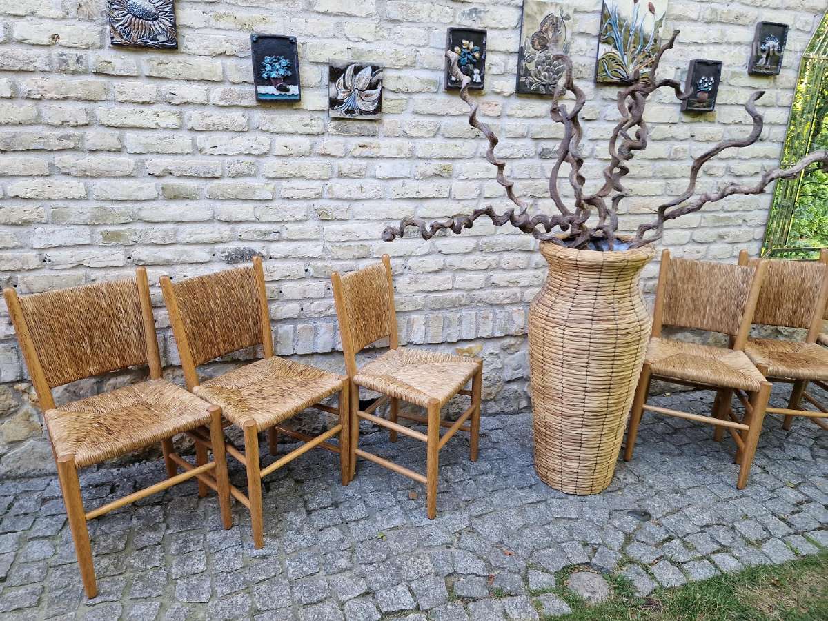 Vintažinės mid century tiko ir pintų meldų kėdės - nuotraukos Nr. 25