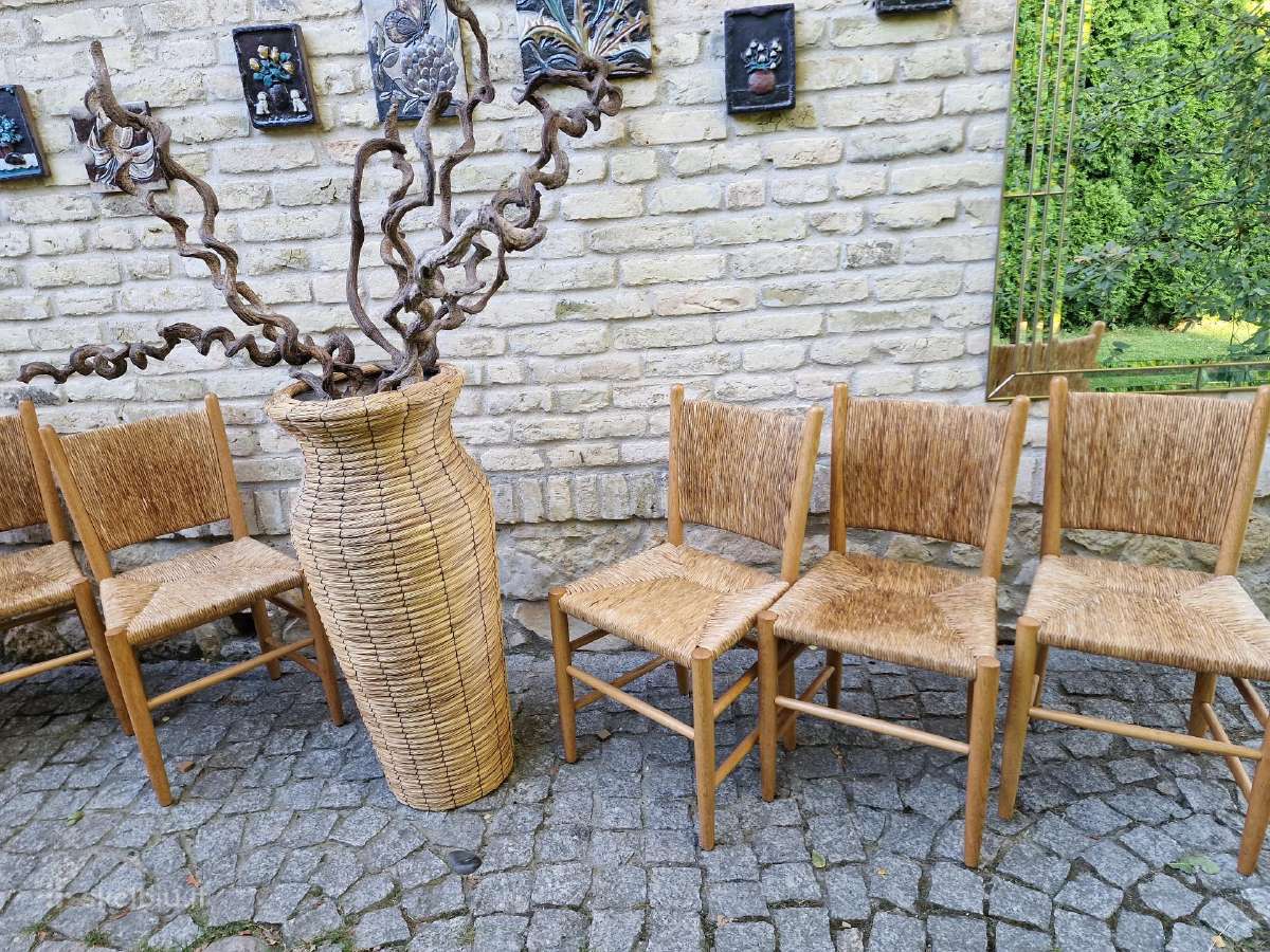 Vintažinės mid century tiko ir pintų meldų kėdės - nuotraukos Nr. 27