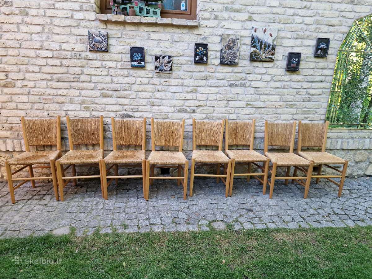 Vintažinės mid century tiko ir pintų meldų kėdės - nuotraukos Nr. 36