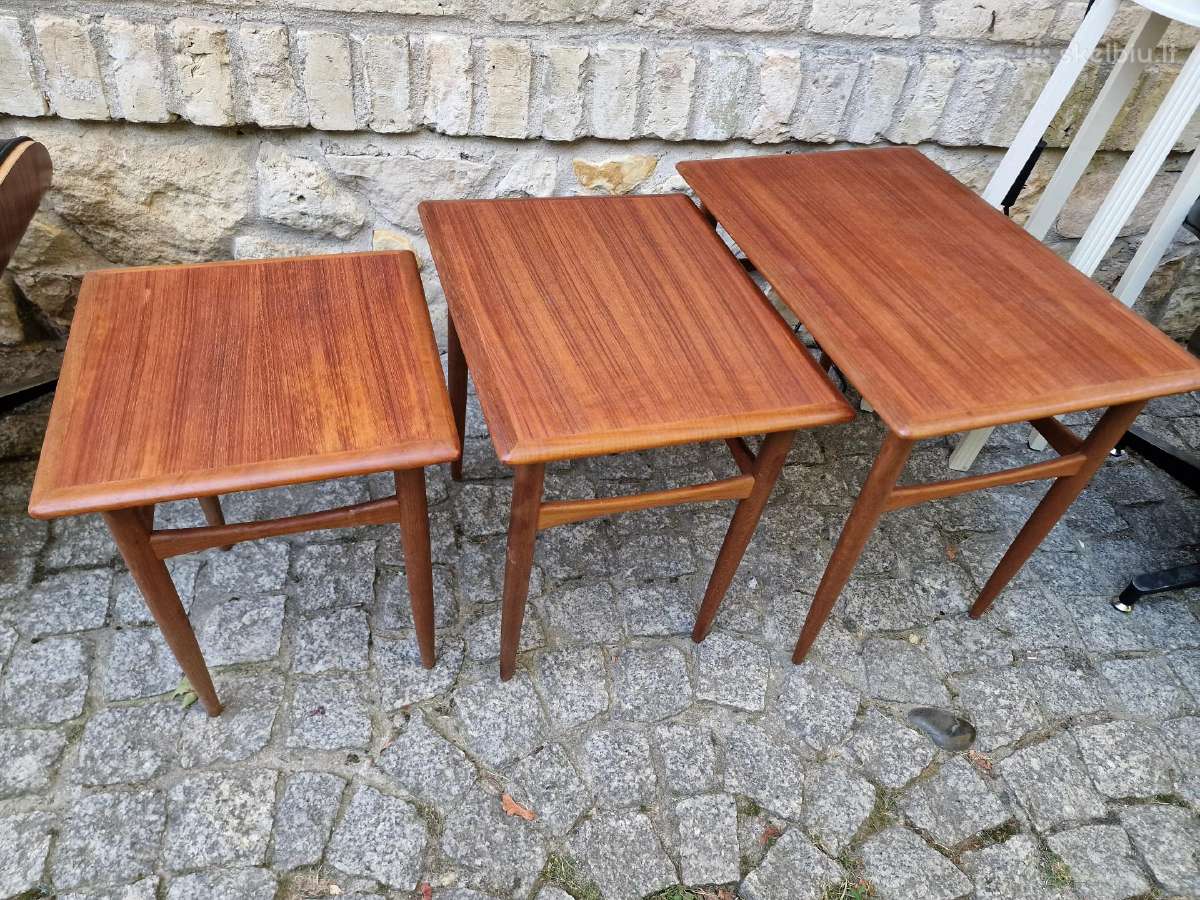 Vintažiniai mid century tikmedžio staliukai - nuotraukos Nr. 12