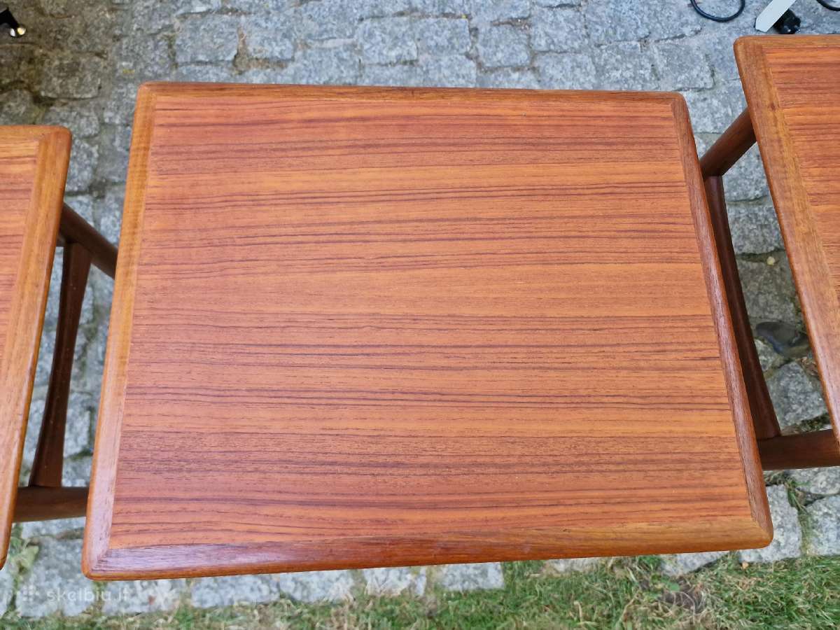 Vintažiniai mid century tikmedžio staliukai - nuotraukos Nr. 20