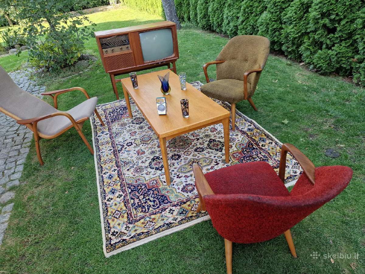 Vintažinis mid century ąžuolinis kavos staliukas - nuotraukos Nr. 3