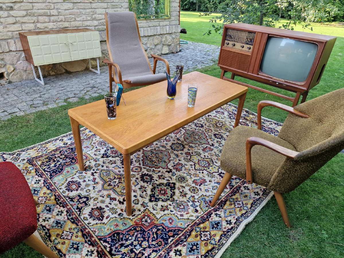 Vintažinis mid century ąžuolinis kavos staliukas - nuotraukos Nr. 7
