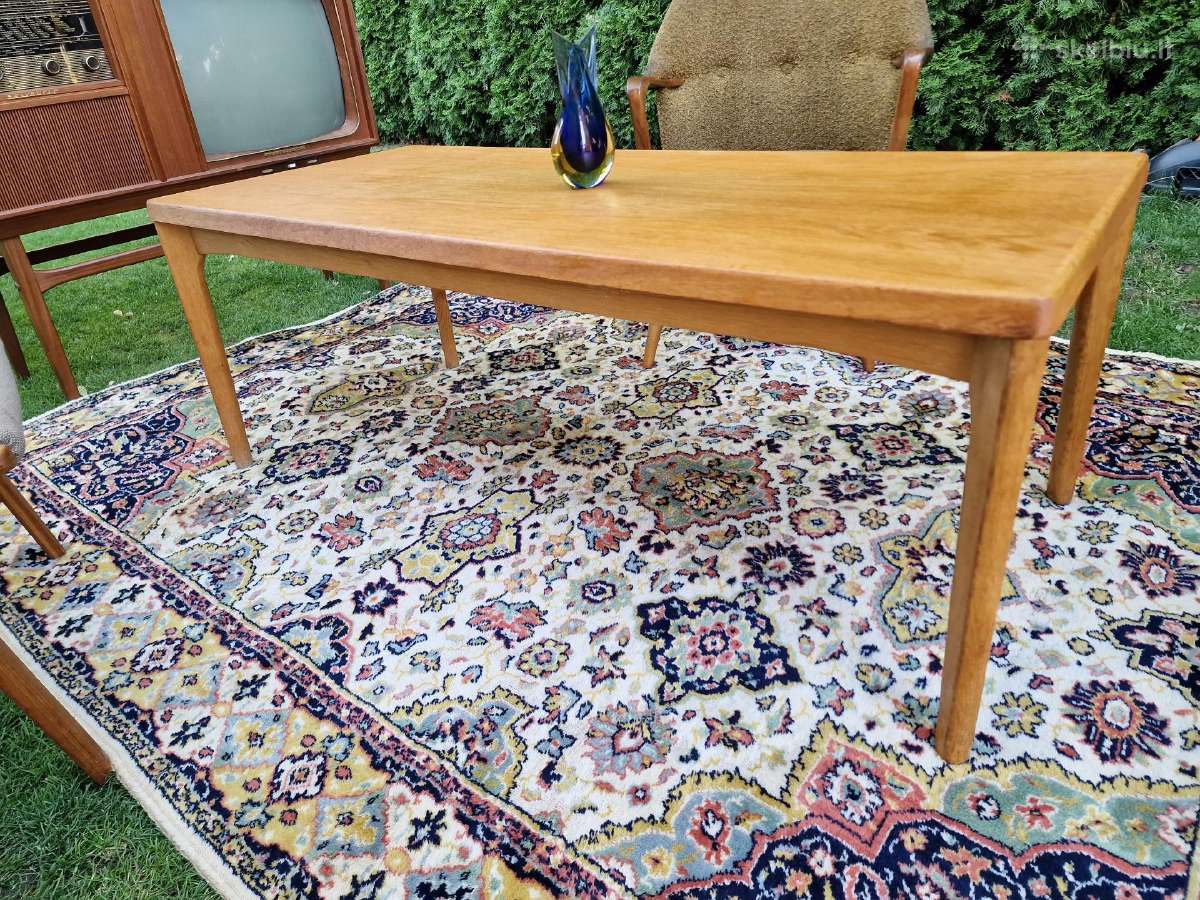 Vintažinis mid century ąžuolinis kavos staliukas - nuotraukos Nr. 9