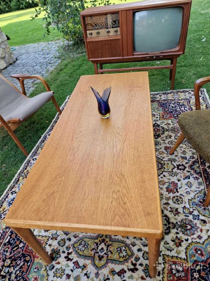 Vintažinis mid century ąžuolinis kavos staliukas - nuotraukos Nr. 22