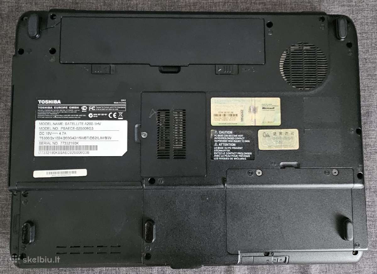 Kompiuteris nešiojamas Toshiba Satellite A200 1-hv - nuotraukos Nr. 5