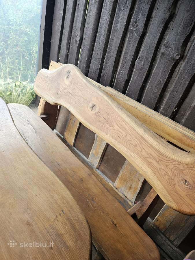 Ąžuoliniai suolai ir stalas - nuotraukos Nr. 2