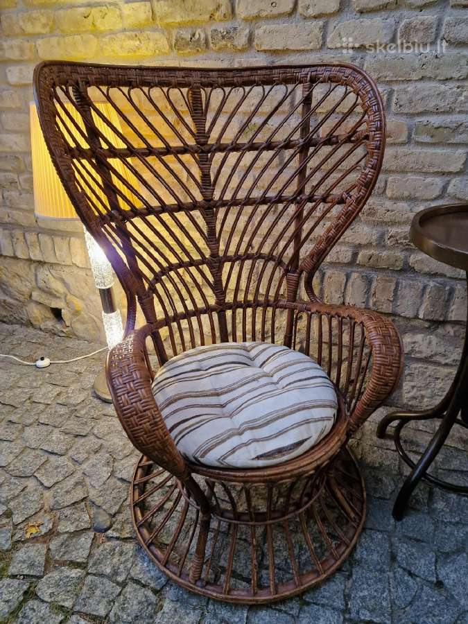 Vintažinis mid century autorinis ratango fotelis. - nuotraukos Nr. 2