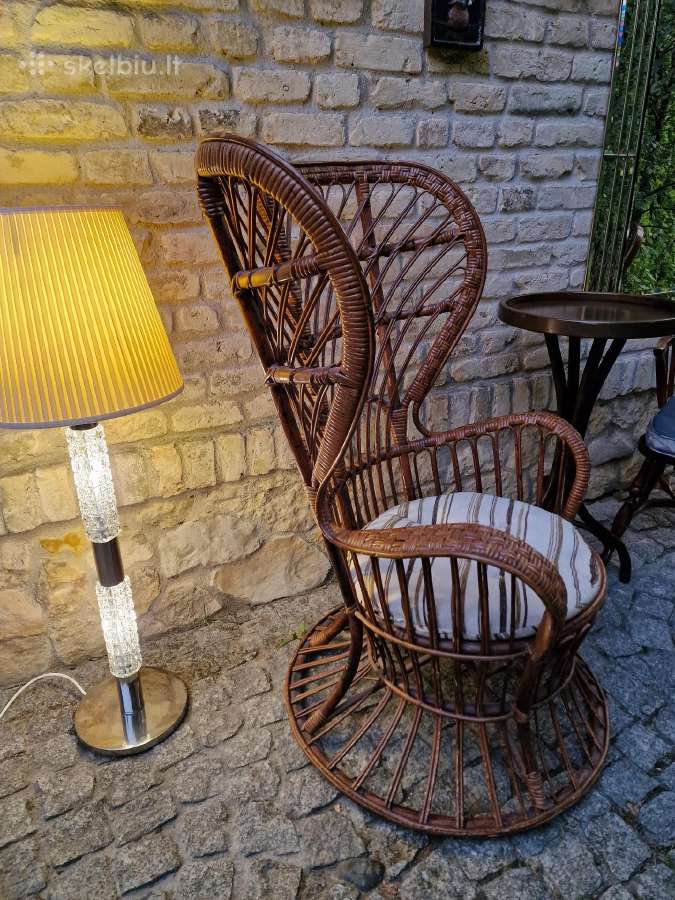 Vintažinis mid century autorinis ratango fotelis. - nuotraukos Nr. 4