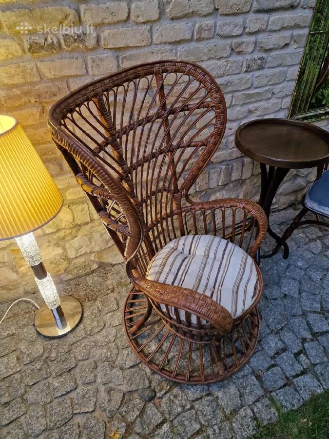 Vintažinis mid century autorinis ratango fotelis. - nuotraukos Nr. 6
