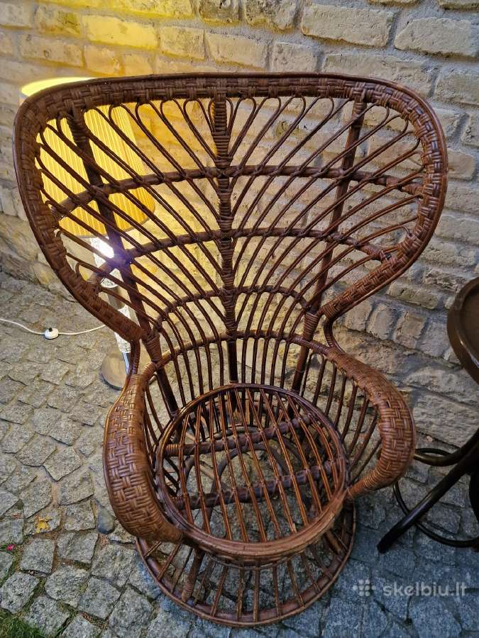 Vintažinis mid century autorinis ratango fotelis. - nuotraukos Nr. 7