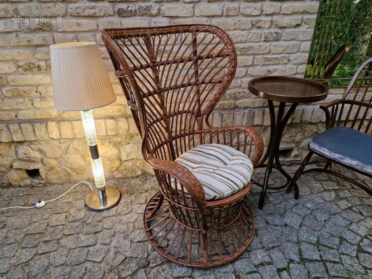 Vintažinis mid century autorinis ratango fotelis. - nuotraukos Nr. 13