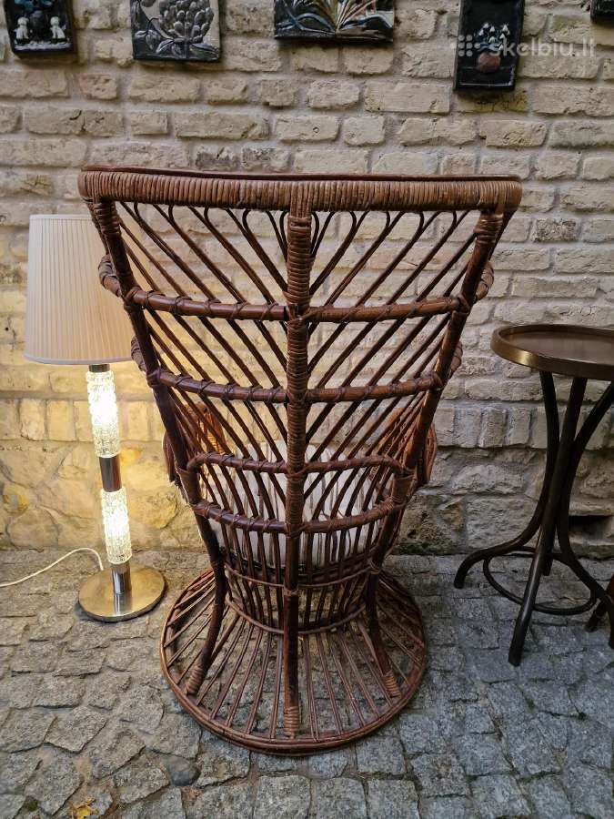 Vintažinis mid century autorinis ratango fotelis. - nuotraukos Nr. 12