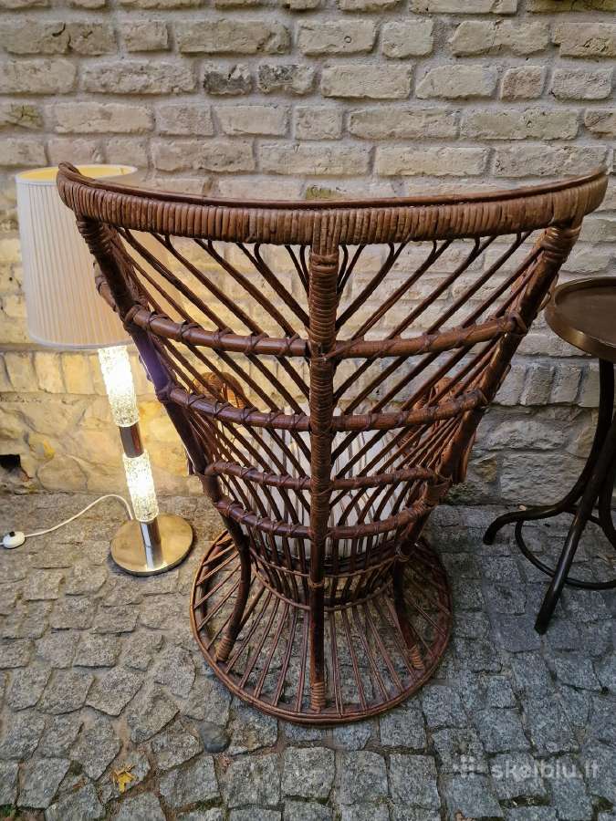 Vintažinis mid century autorinis ratango fotelis. - nuotraukos Nr. 16