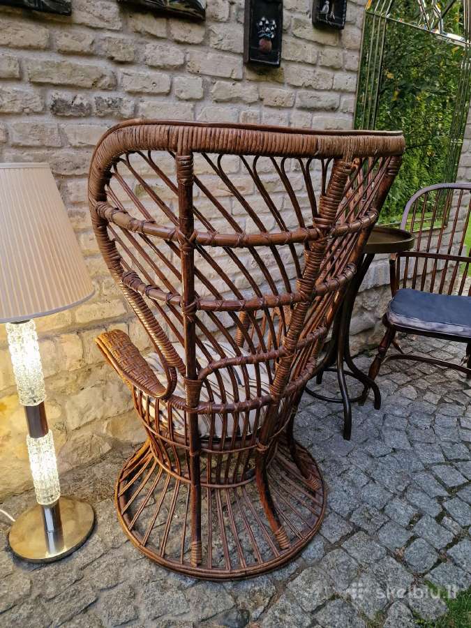 Vintažinis mid century autorinis ratango fotelis. - nuotraukos Nr. 15