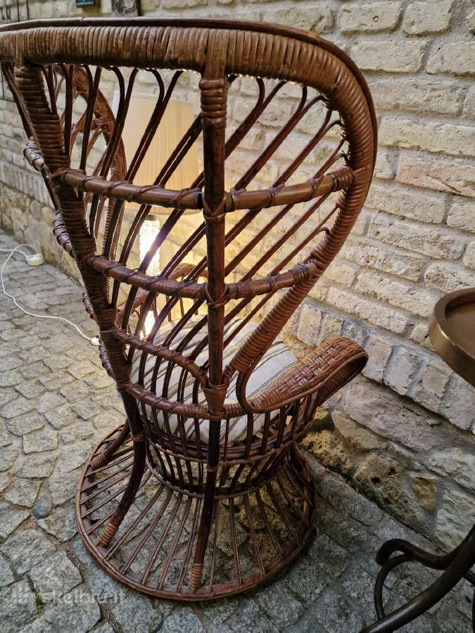 Vintažinis mid century autorinis ratango fotelis. - nuotraukos Nr. 18