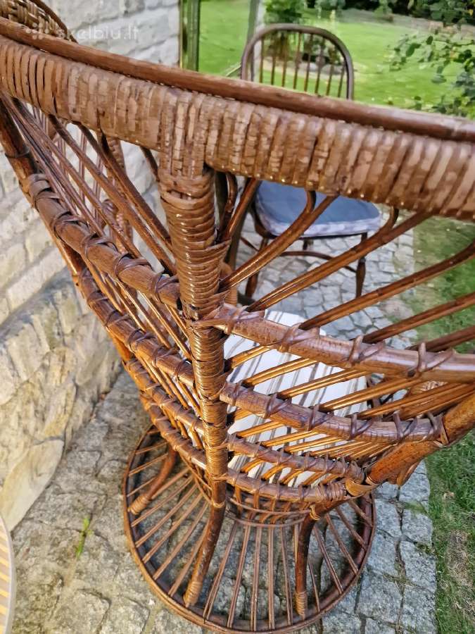 Vintažinis mid century autorinis ratango fotelis. - nuotraukos Nr. 19