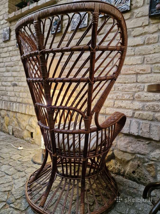 Vintažinis mid century autorinis ratango fotelis. - nuotraukos Nr. 21