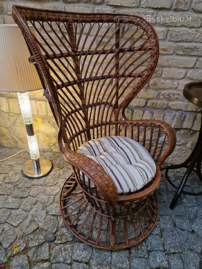 Vintažinis mid century autorinis ratango fotelis. - nuotraukos Nr. 23
