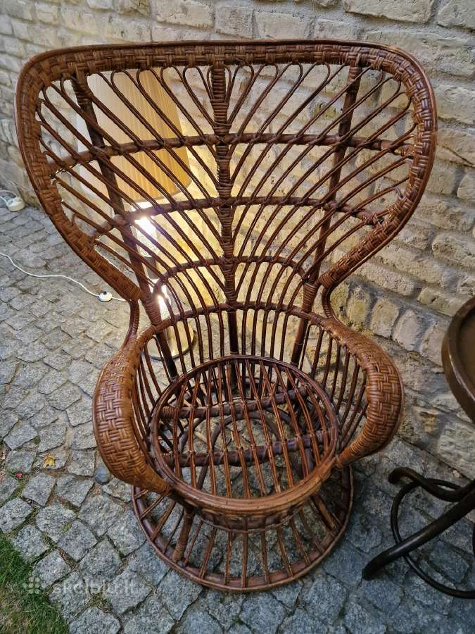 Vintažinis mid century autorinis ratango fotelis. - nuotraukos Nr. 29