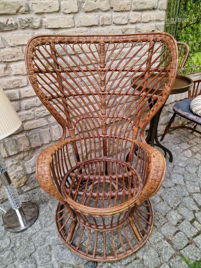 Vintažinis mid century autorinis ratango fotelis. - nuotraukos Nr. 31