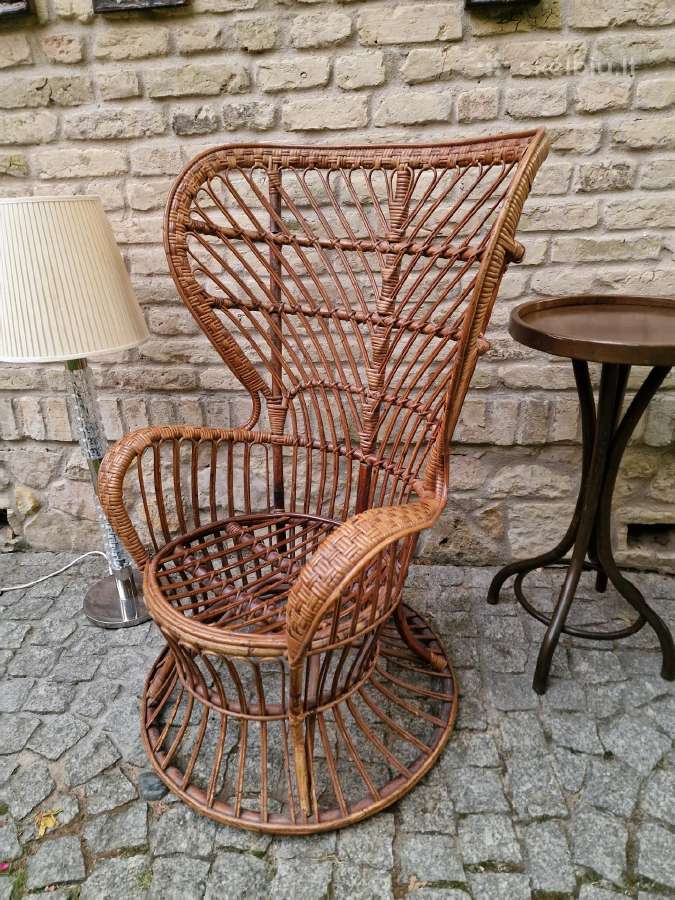 Vintažinis mid century autorinis ratango fotelis. - nuotraukos Nr. 34