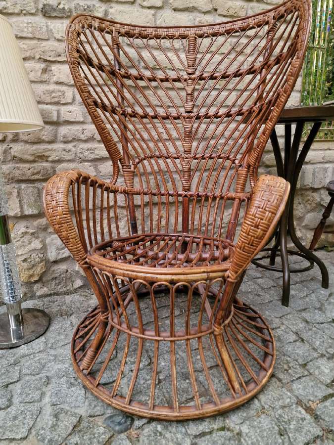 Vintažinis mid century autorinis ratango fotelis. - nuotraukos Nr. 36