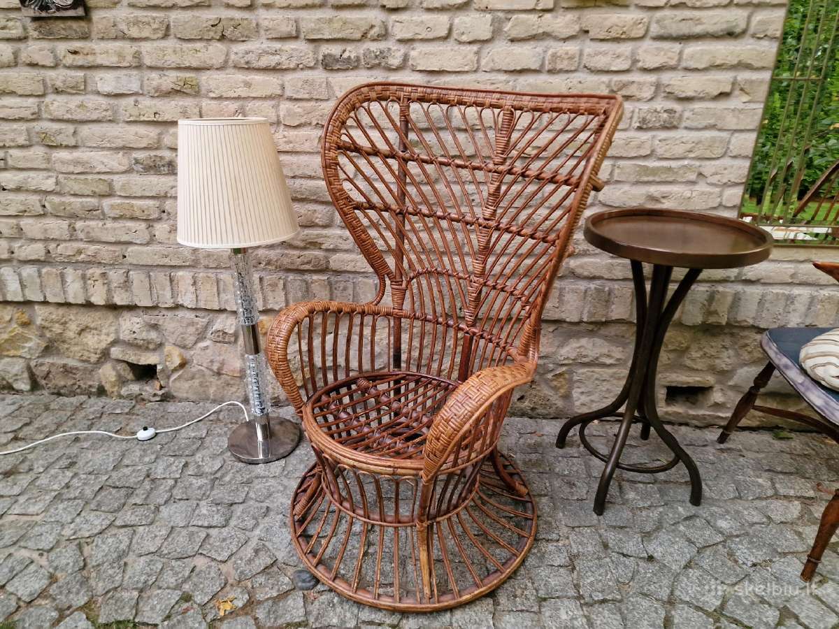 Vintažinis mid century autorinis ratango fotelis. - nuotraukos Nr. 32