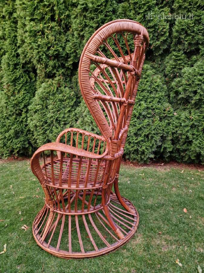 Vintažinis mid century autorinis ratango fotelis. - nuotraukos Nr. 33
