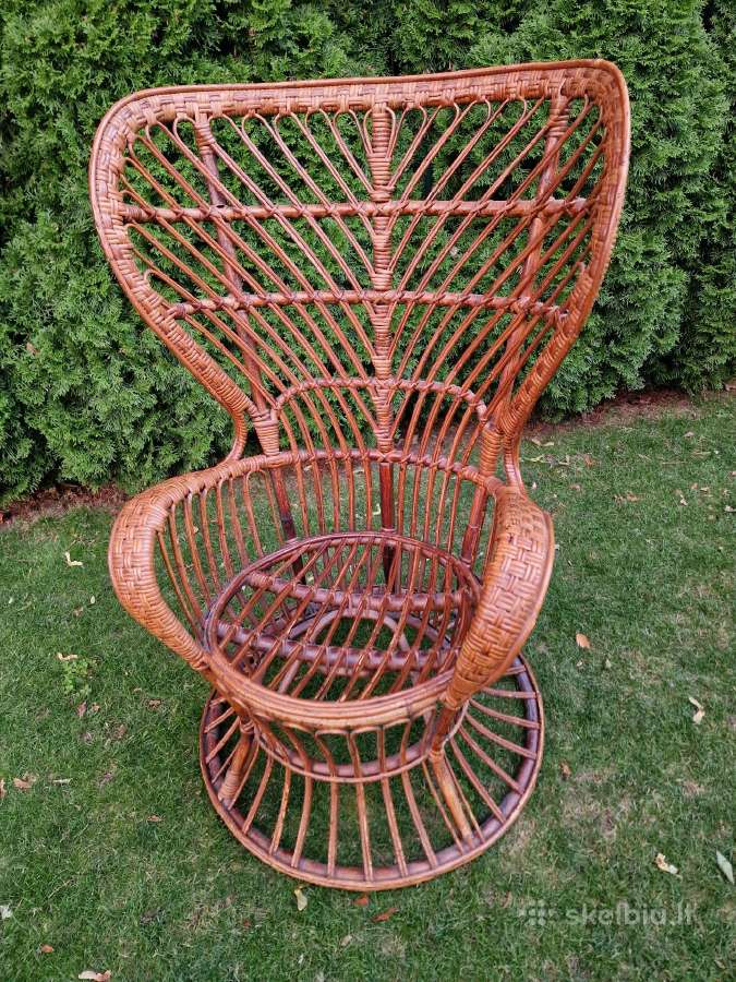 Vintažinis mid century autorinis ratango fotelis. - nuotraukos Nr. 38