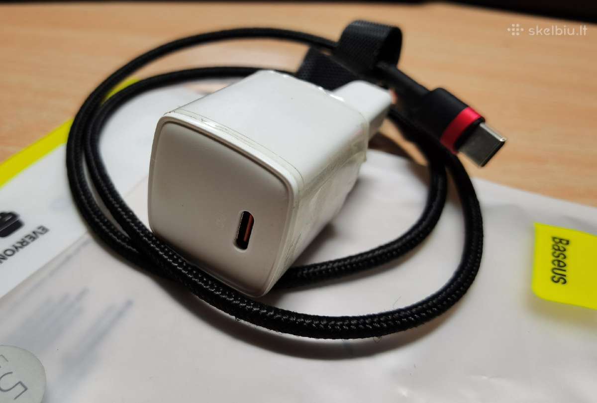 Baseus 20w + 50 cm type-c i type-c kabelis