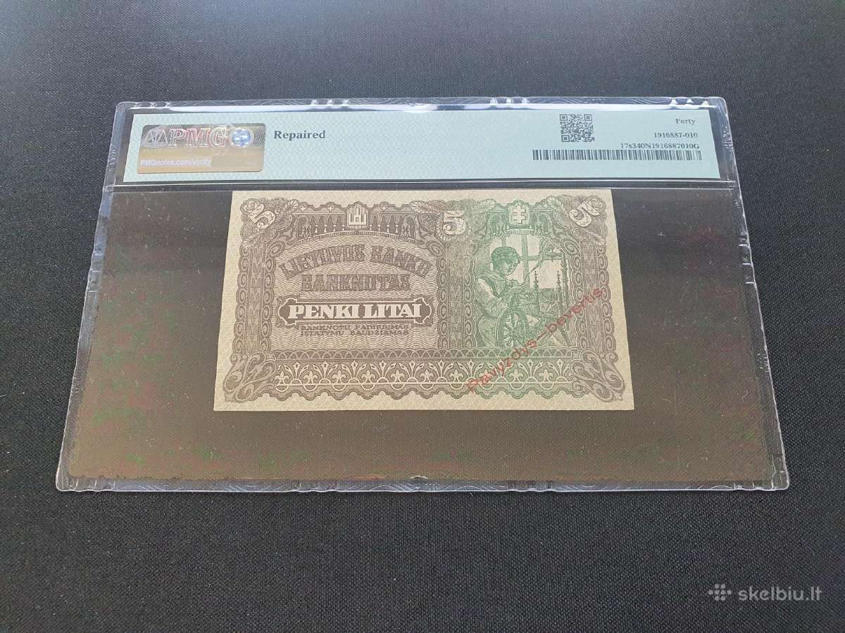 Lietuva 5 lt 1922 lapkričio Pavyzdys Pmg40 - nuotraukos Nr. 2