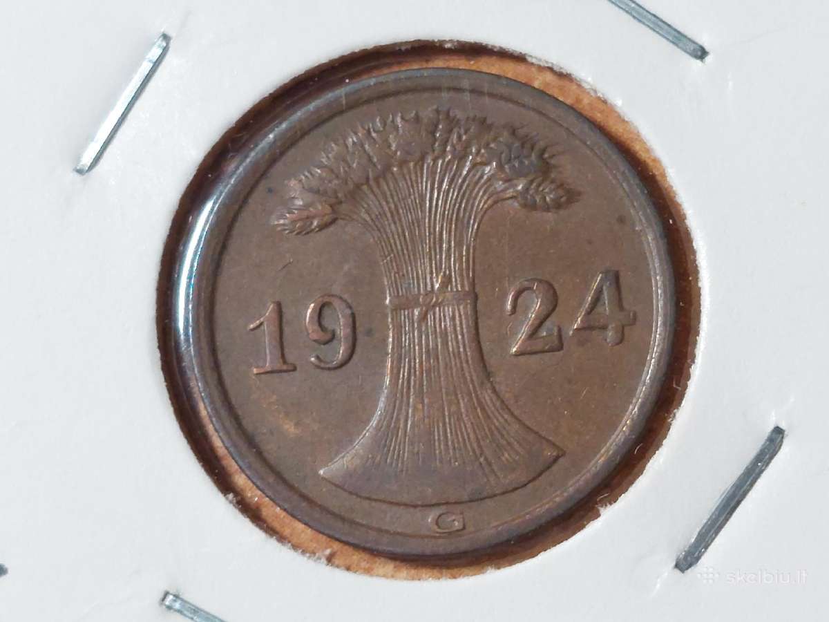Vokietija 2 pfennig 1924 G - nuotraukos Nr. 2