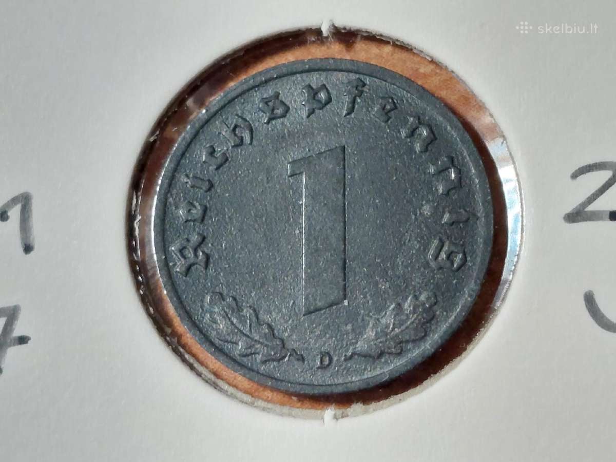 Vokietija 1 pfennig 1943 D