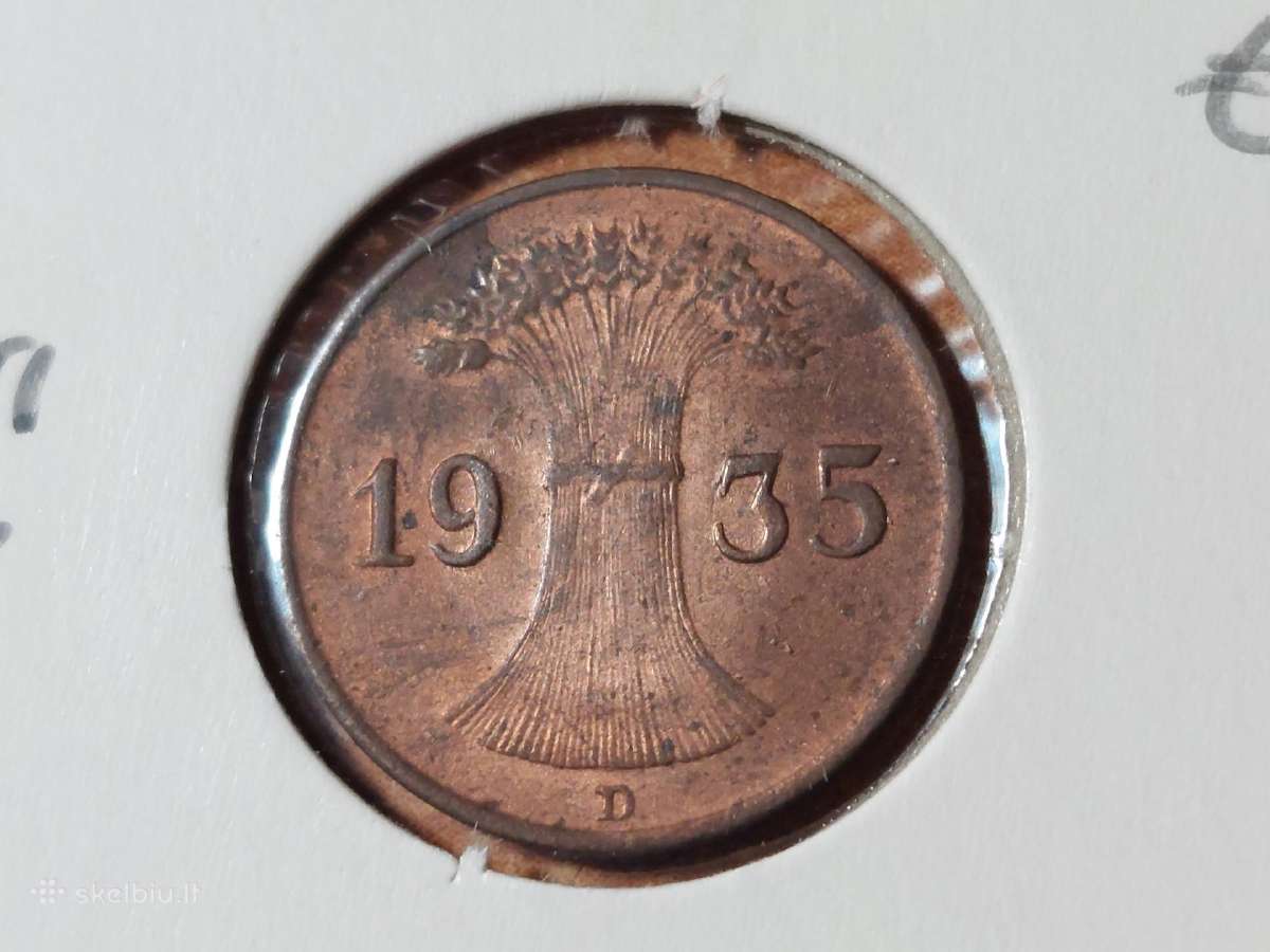 Vokietija 1 pfennig 1935 D - nuotraukos Nr. 2