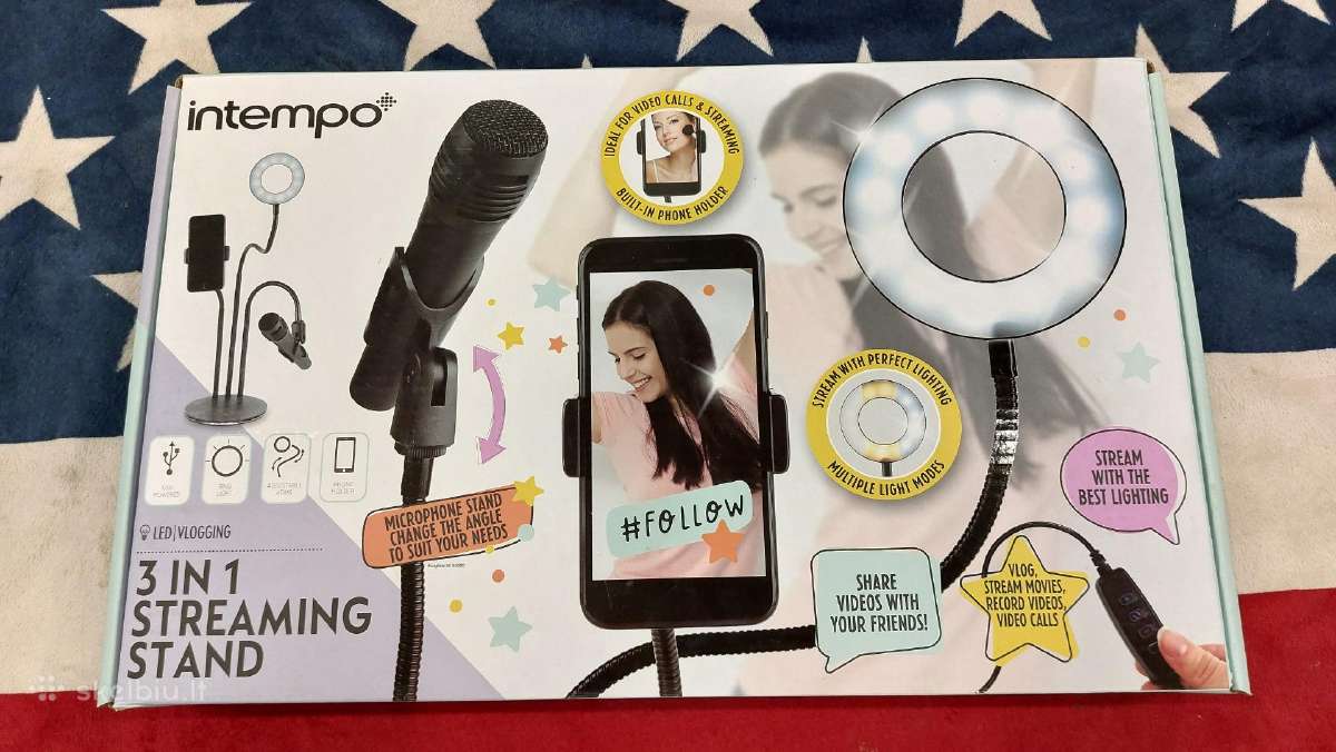 Išmaniojo telefono laikiklis su LED apšvietimu