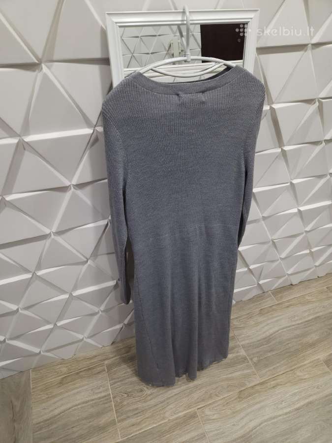 Pilka megzta merino vilnos suknelė - nuotraukos Nr. 4
