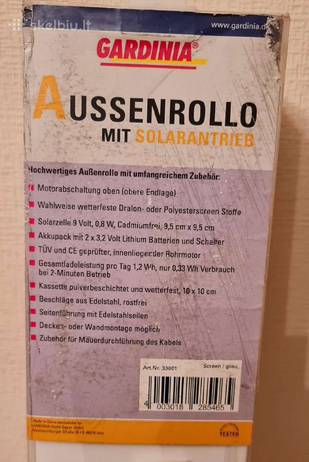 Lauko žaliuzes Gardinia su saules baterija,vokieti - nuotraukos Nr. 3