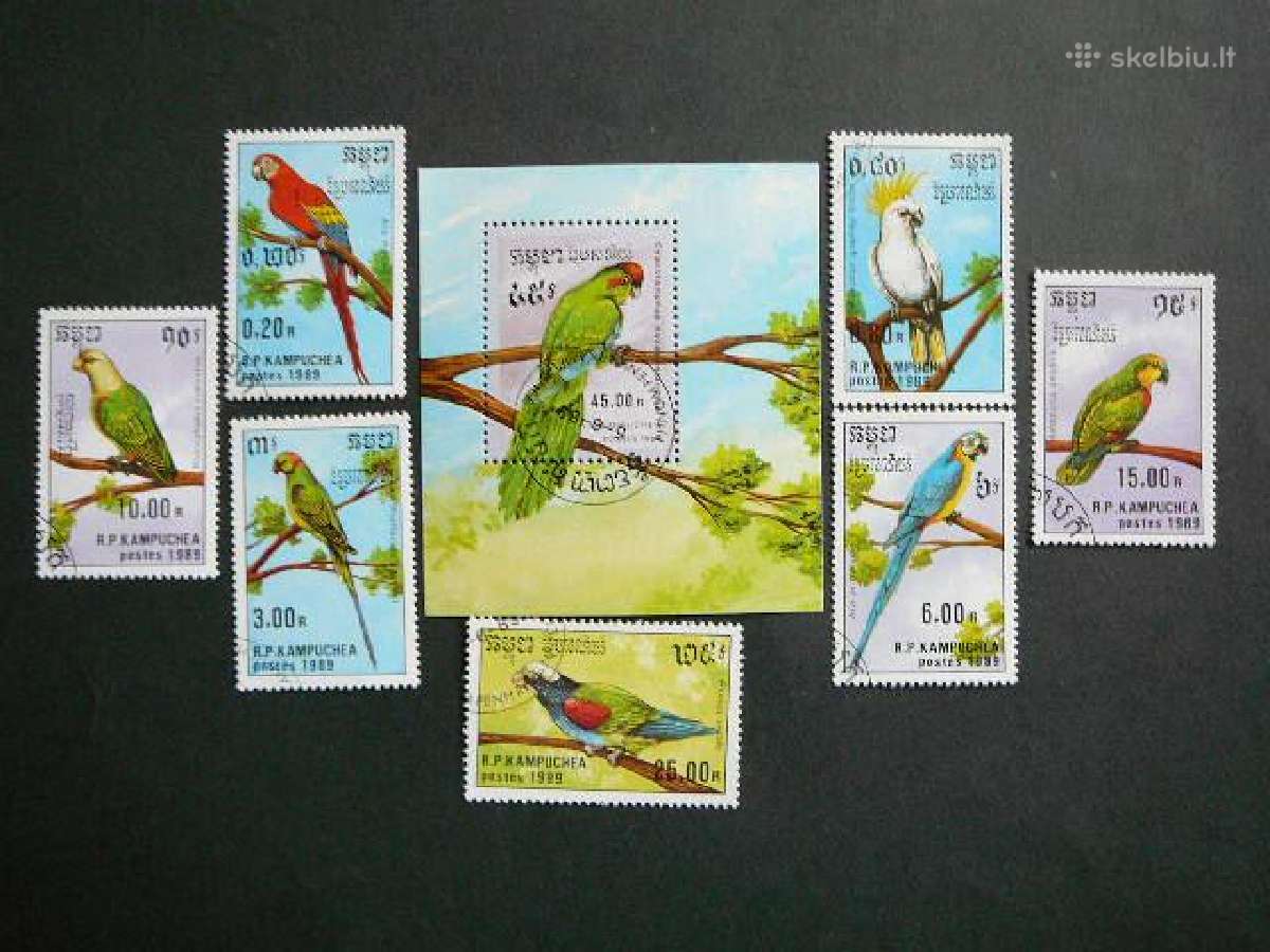 Papugos Pauksciai Kampucija 1989 antsp. kmp317