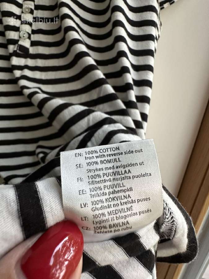 Medvilninės dryžuotos maikutės trumpom rankovėm - nuotraukos Nr. 7