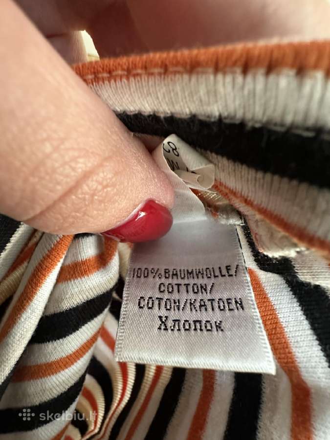 Medvilninės dryžuotos maikutės trumpom rankovėm - nuotraukos Nr. 9