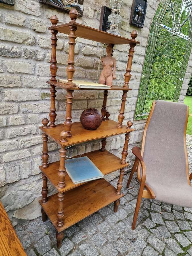 Vintažinė mid century ąžuolinė etažerė - nuotraukos Nr. 13