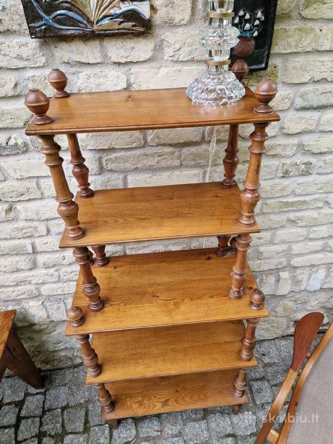Vintažinė mid century ąžuolinė etažerė - nuotraukos Nr. 15