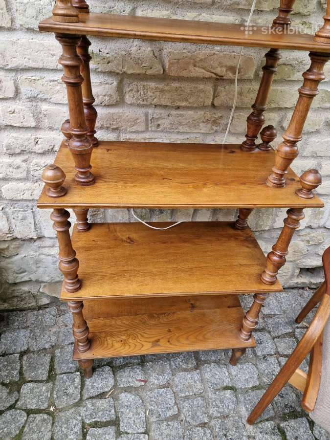 Vintažinė mid century ąžuolinė etažerė - nuotraukos Nr. 17