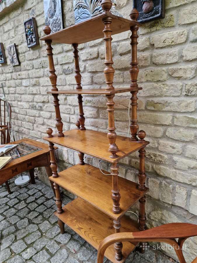 Vintažinė mid century ąžuolinė etažerė - nuotraukos Nr. 20