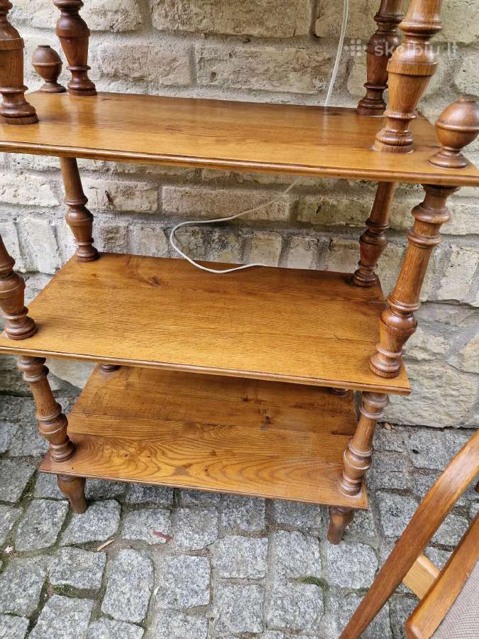 Vintažinė mid century ąžuolinė etažerė - nuotraukos Nr. 29