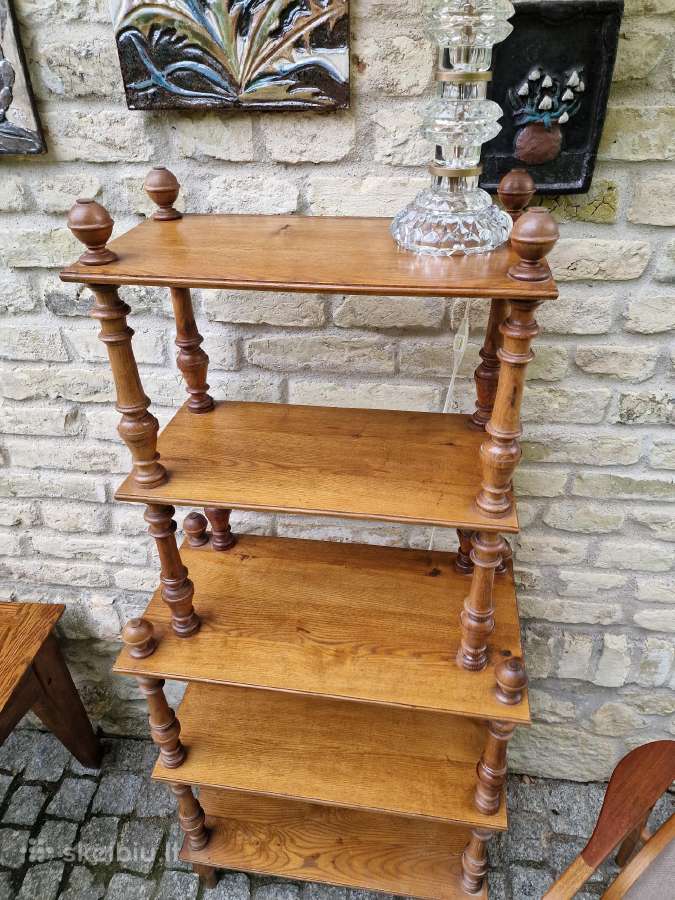 Vintažinė mid century ąžuolinė etažerė - nuotraukos Nr. 30