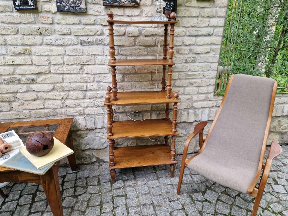 Vintažinė mid century ąžuolinė etažerė - nuotraukos Nr. 31