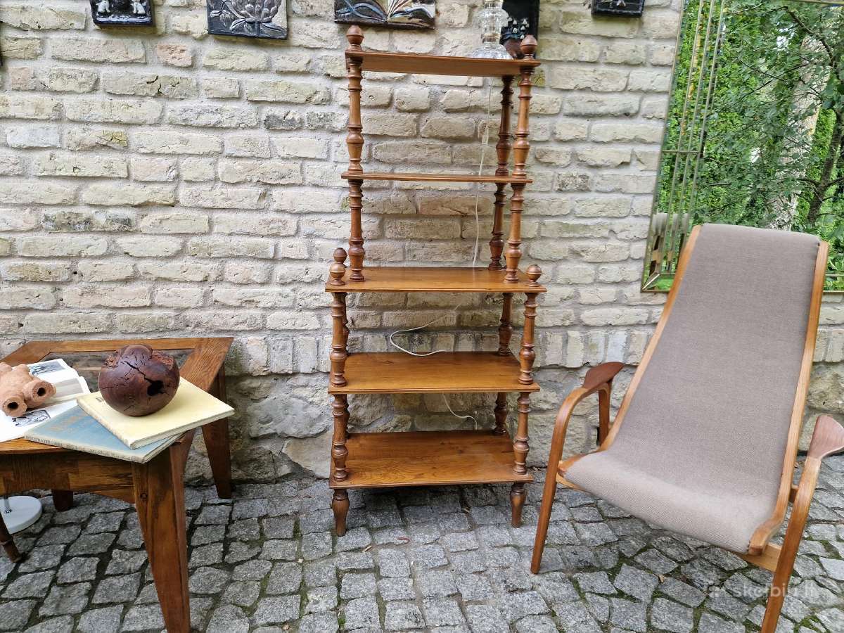 Vintažinė mid century ąžuolinė etažerė - nuotraukos Nr. 32